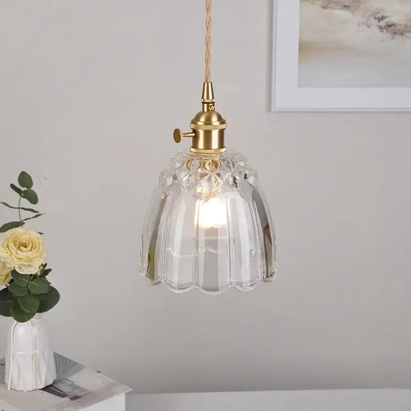 Modern faceted clear glass pendant lamp kitchen knob switch