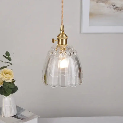 Modern faceted clear glass pendant lamp kitchen knob switch