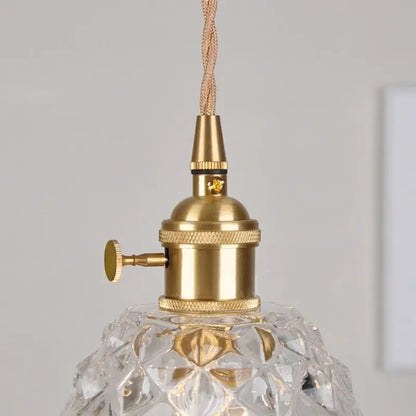 Modern faceted clear glass pendant lamp kitchen knob switch