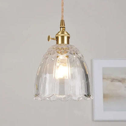 Modern faceted clear glass pendant lamp kitchen knob switch