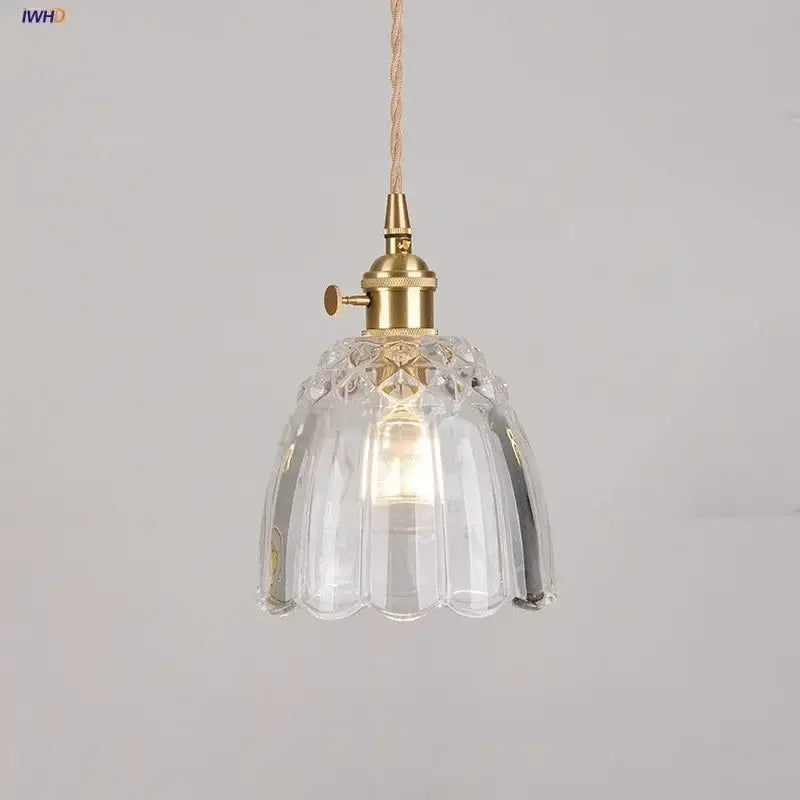 Modern faceted clear glass pendant lamp kitchen knob switch