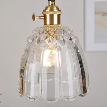 Modern faceted clear glass pendant lamp kitchen knob switch