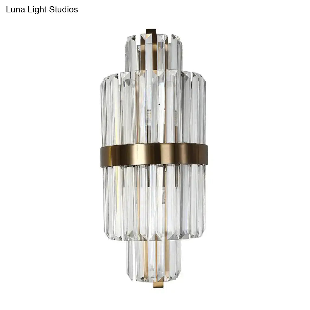 Modern faceted crystal bronze wall light bedroom two lights