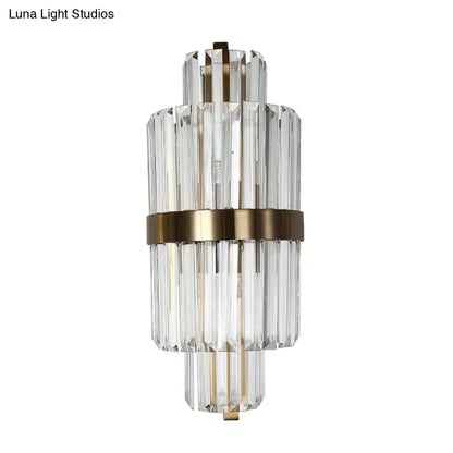 Modern faceted crystal bronze wall light bedroom two lights