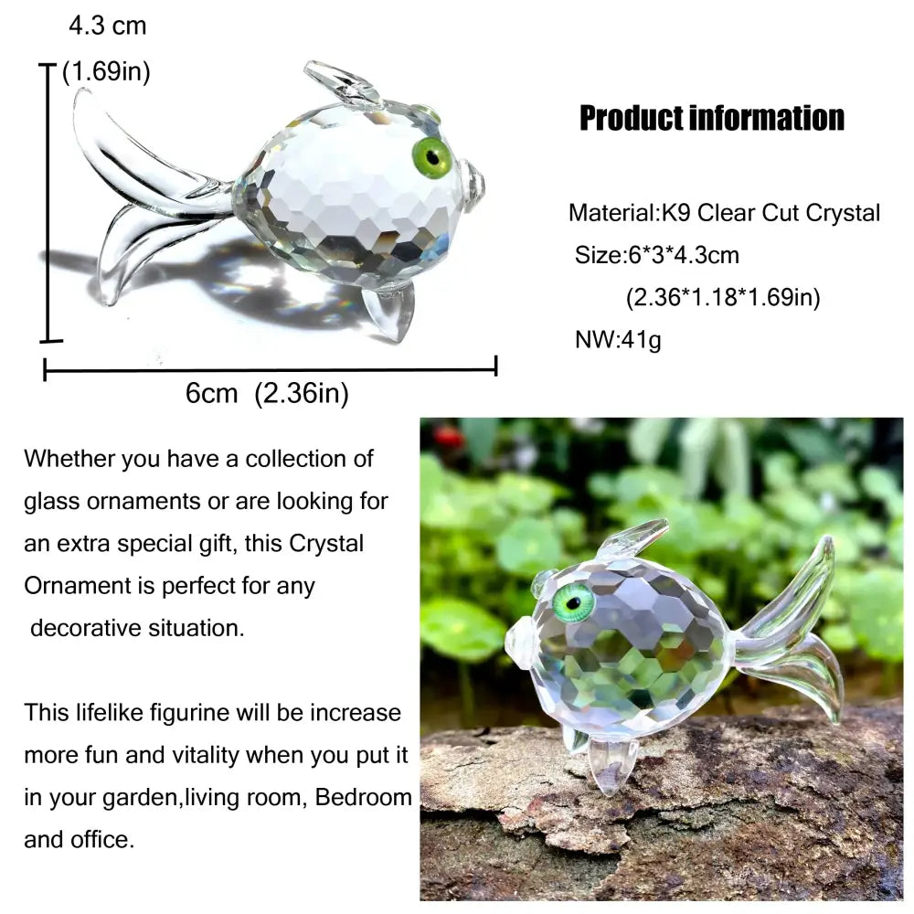 Modern faceted crystal goldfish glass miniature sculpture living room