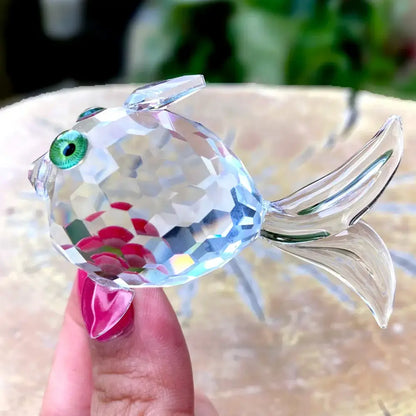 Modern faceted crystal goldfish glass miniature sculpture living room