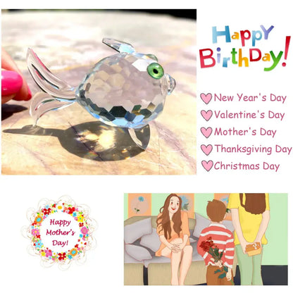 Modern faceted crystal goldfish glass miniature sculpture living room