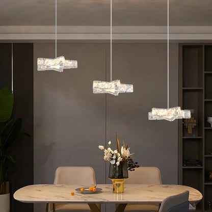 Modern faceted crystal stars led pendant – dining room light