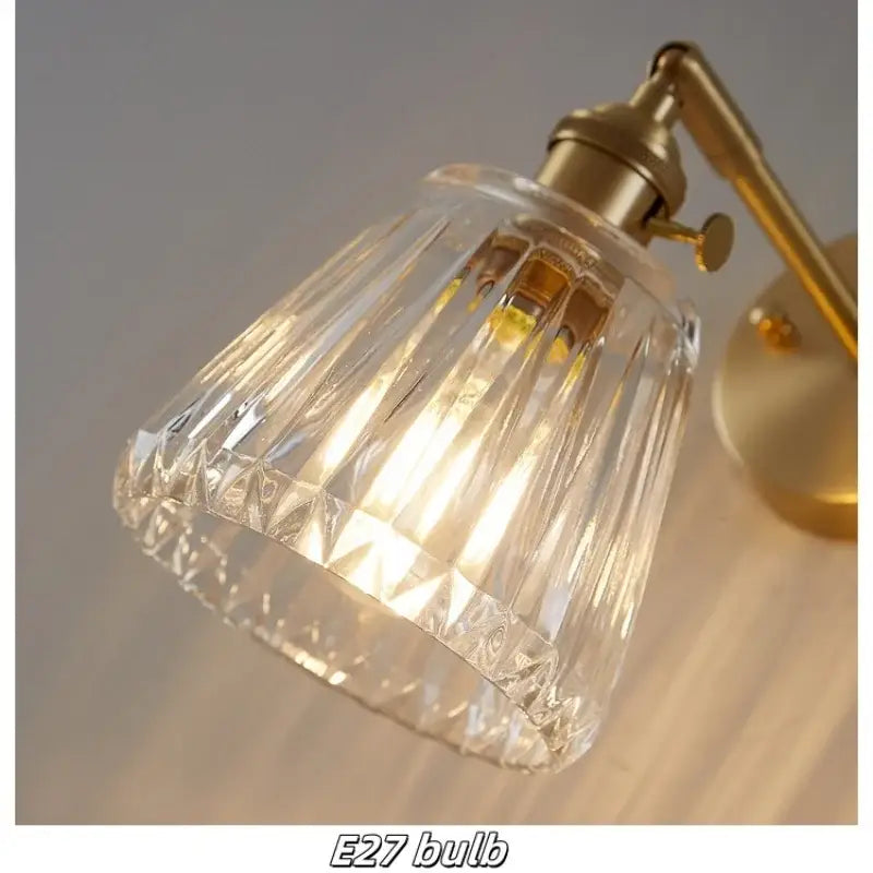 Modern faceted glass copper wall lights bedroom sconce