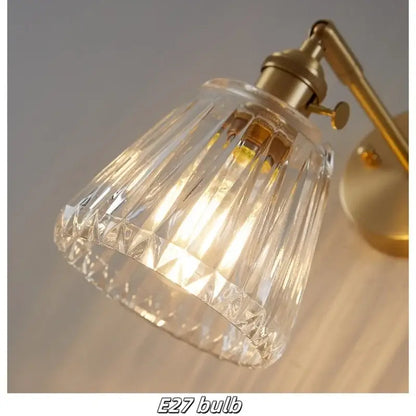 Modern faceted glass copper wall lights bedroom sconce