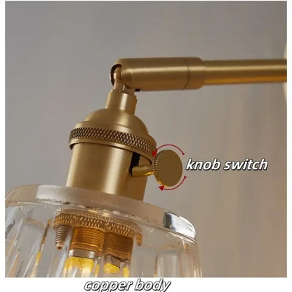 Modern faceted glass copper wall lights bedroom sconce