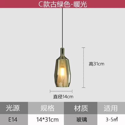 Modern faceted glass pendant lights dining room art decor