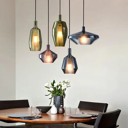 Modern faceted glass pendant lights dining room art decor