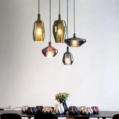 Modern faceted glass pendant lights dining room art decor