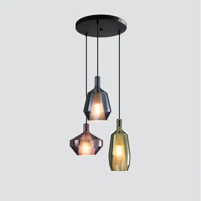 Modern faceted glass pendant lights dining room art decor