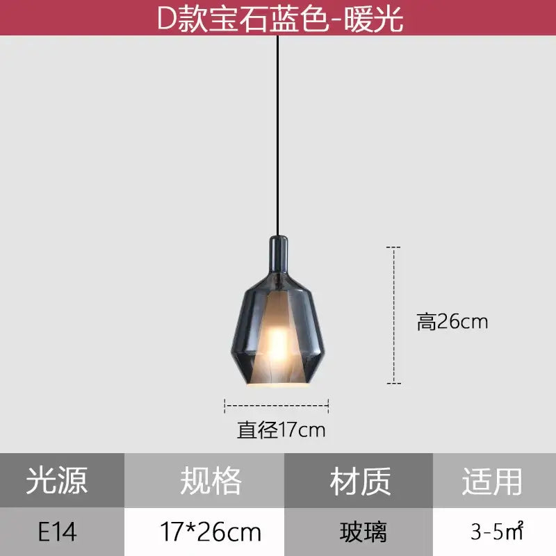 Modern faceted glass pendant lights dining room art decor