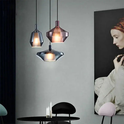 Modern faceted glass pendant lights dining room art decor