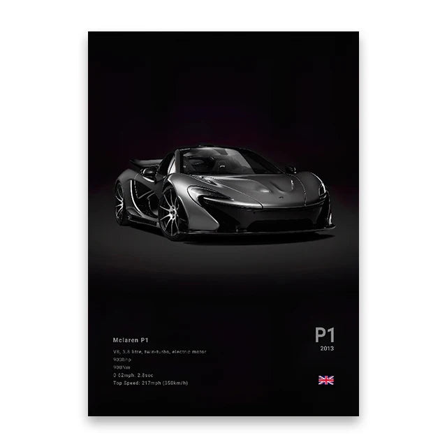 DecorBites™ Modern Famous Cars Canvas Wall Art Print - Unframed