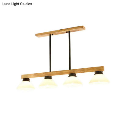 Modern farmhouse wooden cone linear pendant light kitchen island