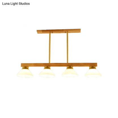 Modern farmhouse wooden cone linear pendant light kitchen island