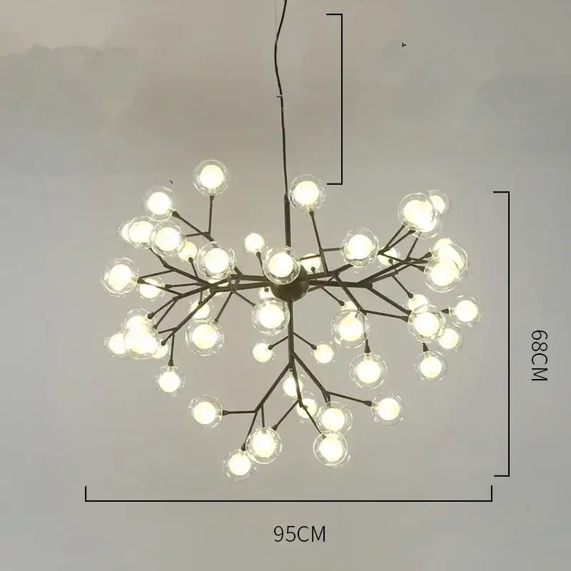 DecorBites™ Heracleum Firefly Glass Round Ball Chandelier - Luxury Staircase Dining Room Lighting