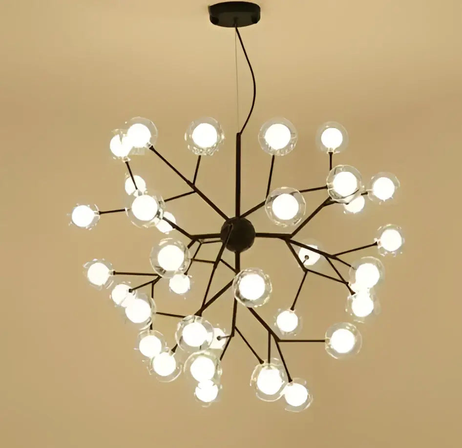 DecorBites™ Heracleum Firefly Glass Round Ball Chandelier - Luxury Staircase Dining Room Lighting