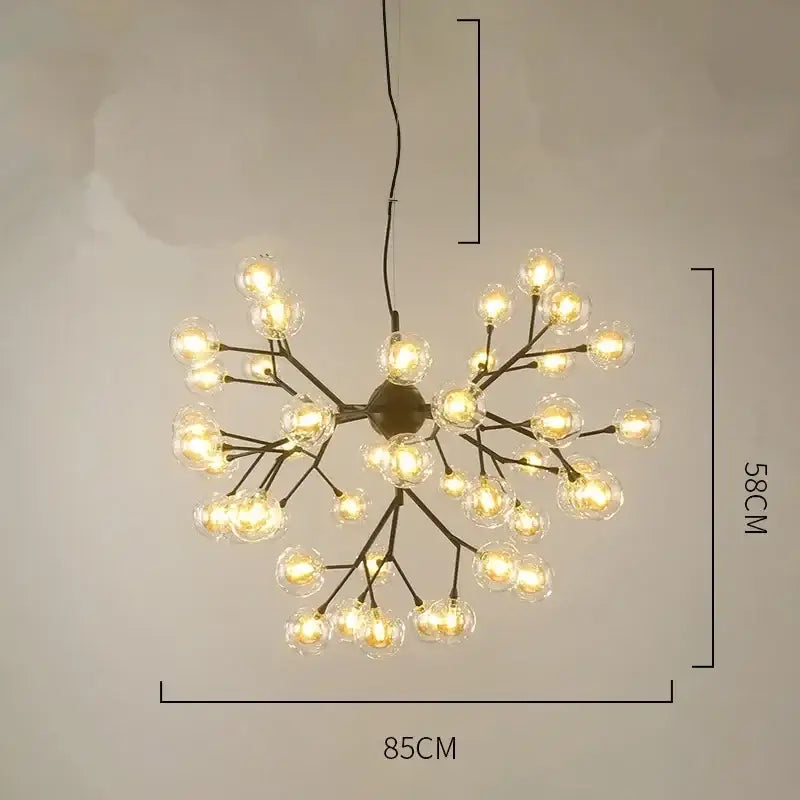 DecorBites™ Heracleum Firefly Glass Round Ball Chandelier - Luxury Staircase Dining Room Lighting