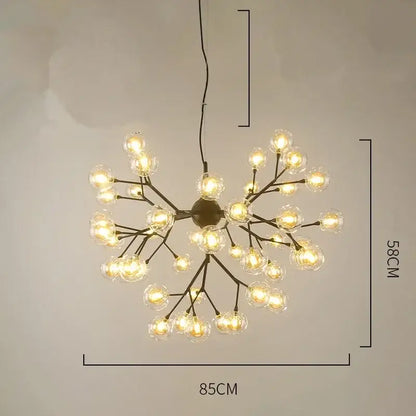 DecorBites™ Heracleum Firefly Glass Round Ball Chandelier - Luxury Staircase Dining Room Lighting