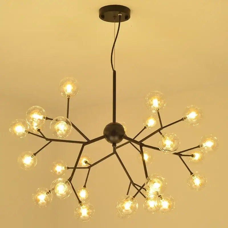 DecorBites™ Heracleum Firefly Glass Round Ball Chandelier - Luxury Staircase Dining Room Lighting