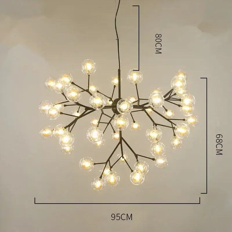 DecorBites™ Heracleum Firefly Glass Round Ball Chandelier - Luxury Staircase Dining Room Lighting