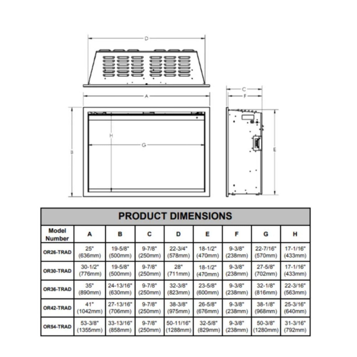 Modern Flames Orion Traditional 54" Heliovision Electric Fireplace [OR54-TRAD] (SAK74620)