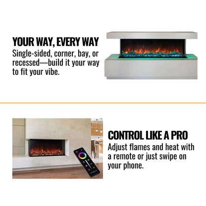 Modern Flames Landscape Pro Multi 44-Inch Linear Multi-Sided Built-In Electric Fireplace [LPM-4416V2] (SAK96355)