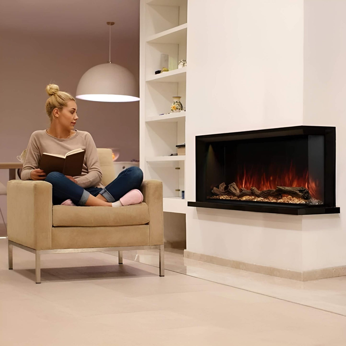 Modern Flames Landscape Pro Multi 56-Inch Linear Multi-Sided Electric Fireplace With Hybrid Flame Technology [LPM-5616V2] (SAK67390)
