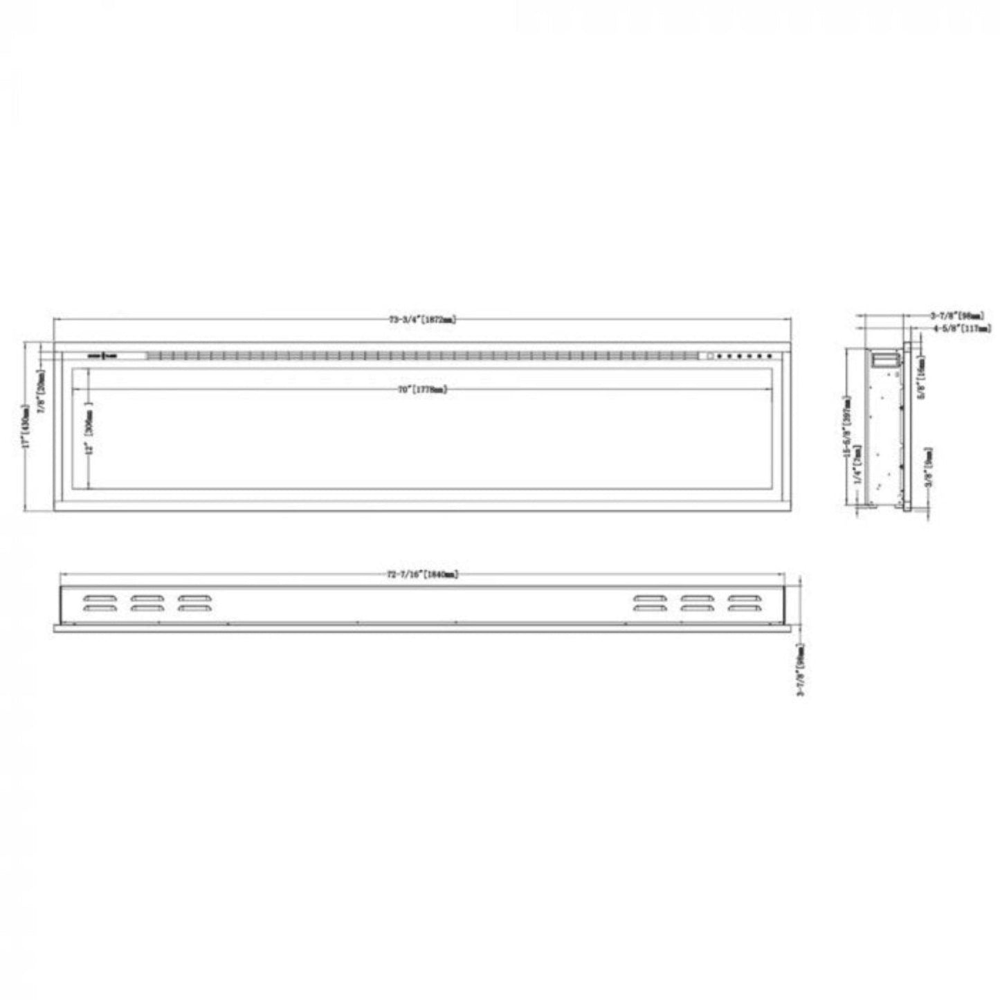 Modern Flames Spectrum Slimline 74" Built-In Linear Electric Fireplace [SPS-74B] (SAK73458)