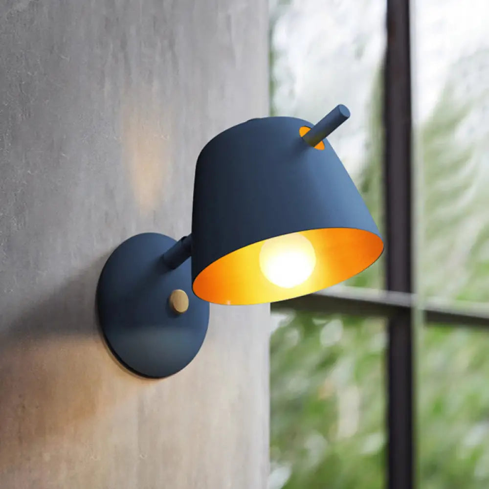 DecorBites™ Modern Flare Wall Mount Sconce with 1 Head, Metal Shade, in Black/White/Blue