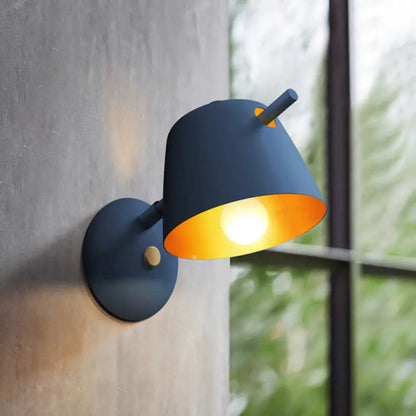 DecorBites™ Modern Flare Wall Mount Sconce with 1 Head, Metal Shade, in Black/White/Blue