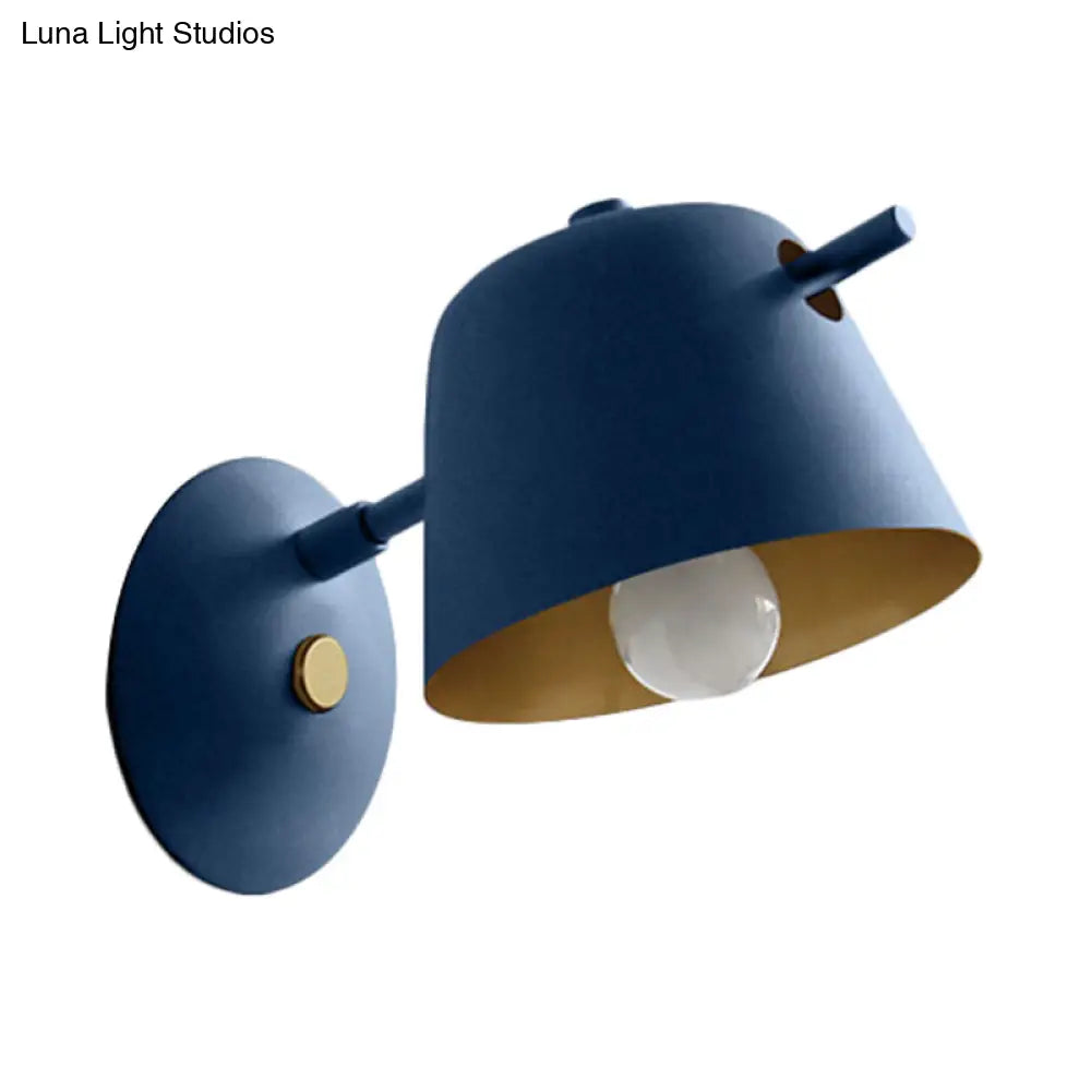 DecorBites™ Modern Flare Wall Mount Sconce with 1 Head, Metal Shade, in Black/White/Blue