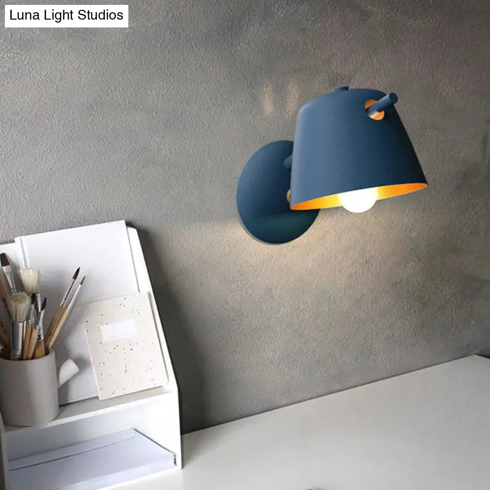 DecorBites™ Modern Flare Wall Mount Sconce with 1 Head, Metal Shade, in Black/White/Blue
