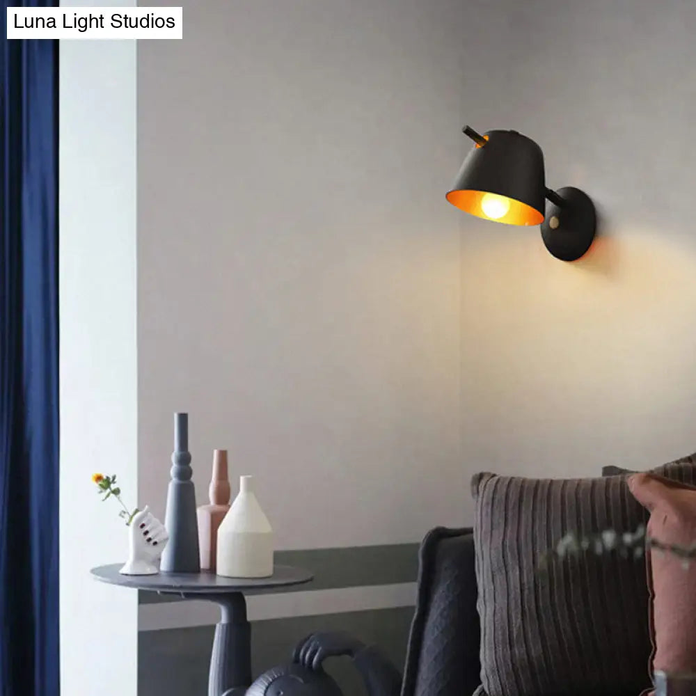 DecorBites™ Modern Flare Wall Mount Sconce with 1 Head, Metal Shade, in Black/White/Blue