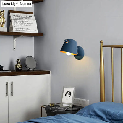 DecorBites™ Modern Flare Wall Mount Sconce with 1 Head, Metal Shade, in Black/White/Blue