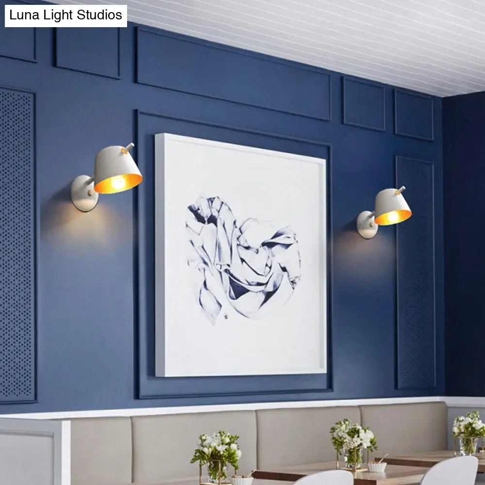DecorBites™ Modern Flare Wall Mount Sconce with 1 Head, Metal Shade, in Black/White/Blue