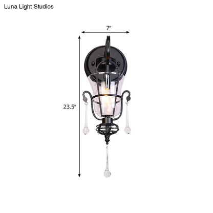 DecorBites™ Modern Flared Black Wall Lamp with Clear Glass Shade