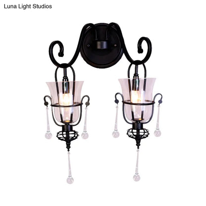 DecorBites™ Modern Flared Black Wall Lamp with Clear Glass Shade