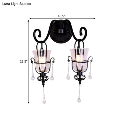 DecorBites™ Modern Flared Black Wall Lamp with Clear Glass Shade