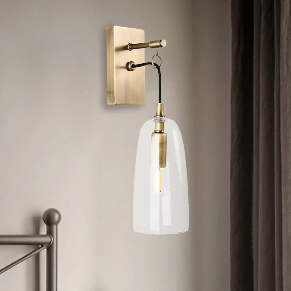 DecorBites™ Modern Flared Wall Mount Lamp - 1 Light Gold Sconce with Clear Glass Shade