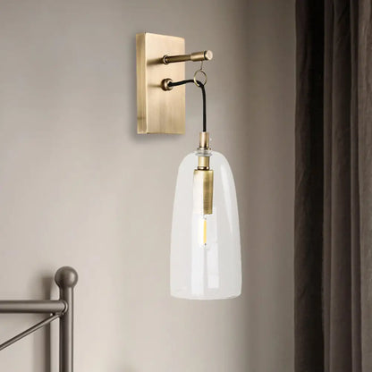 DecorBites™ Modern Flared Wall Mount Lamp - 1 Light Gold Sconce with Clear Glass Shade