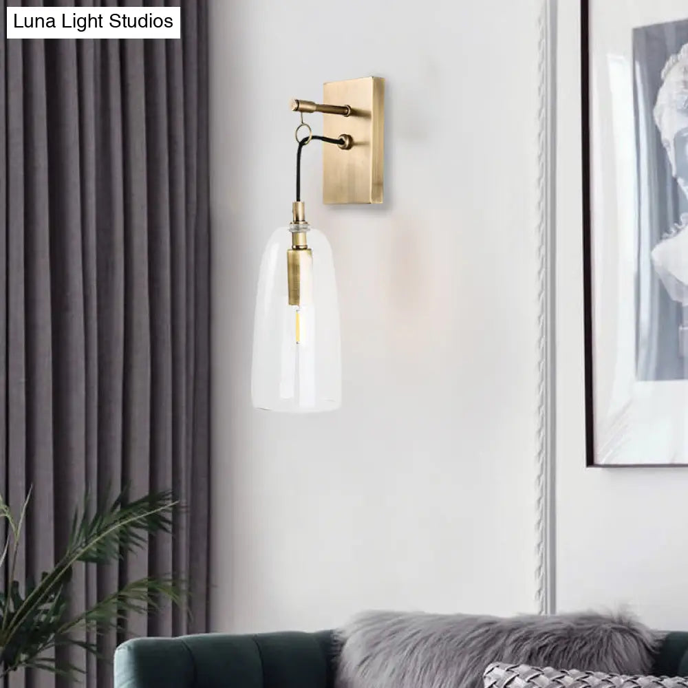 DecorBites™ Modern Flared Wall Mount Lamp - 1 Light Gold Sconce with Clear Glass Shade