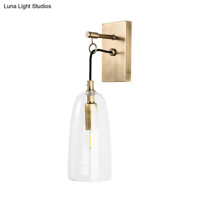 DecorBites™ Modern Flared Wall Mount Lamp - 1 Light Gold Sconce with Clear Glass Shade