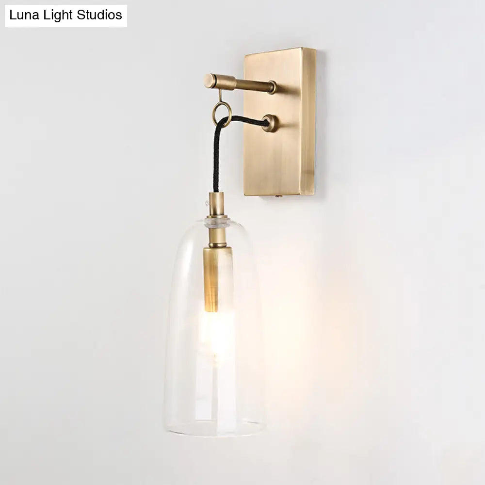 DecorBites™ Modern Flared Wall Mount Lamp - 1 Light Gold Sconce with Clear Glass Shade