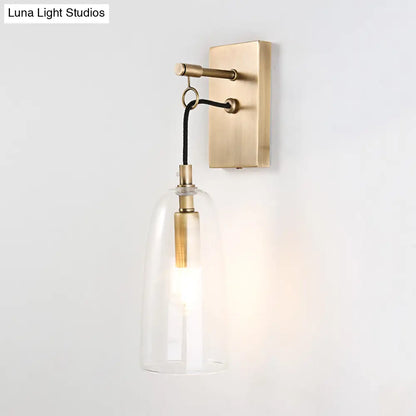 DecorBites™ Modern Flared Wall Mount Lamp - 1 Light Gold Sconce with Clear Glass Shade